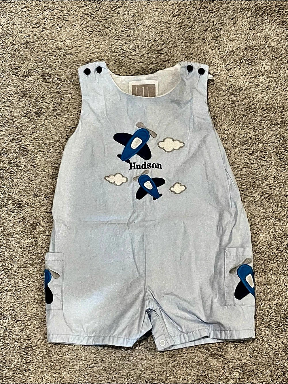 Lil Cactus Blue Airplane Pockets Shortalls
